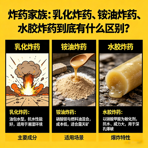 磐安炸药家族：乳化炸药、铵油炸药、水胶炸药到底有什么区别？